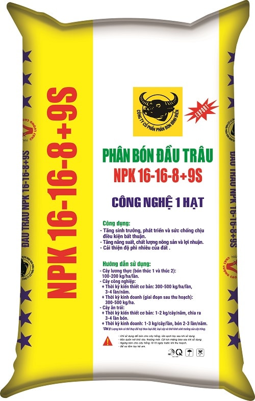 NPK ĐẦU TRÂU 16-16-8-9S một hạt 2