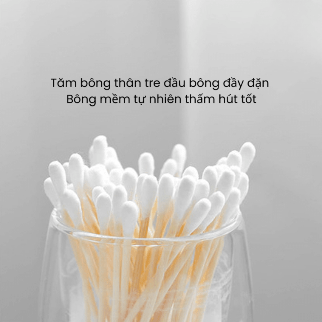 Hộp 500 cái tăm bông Mini Min vệ sinh tai hiệu quả 6