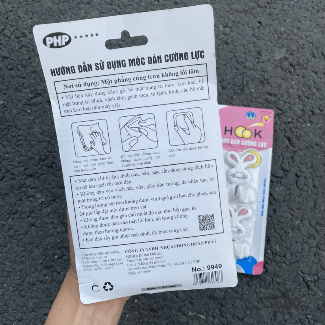 Vỉ 4 cái móc dán tường cường lực siêu bền Mini Min 9