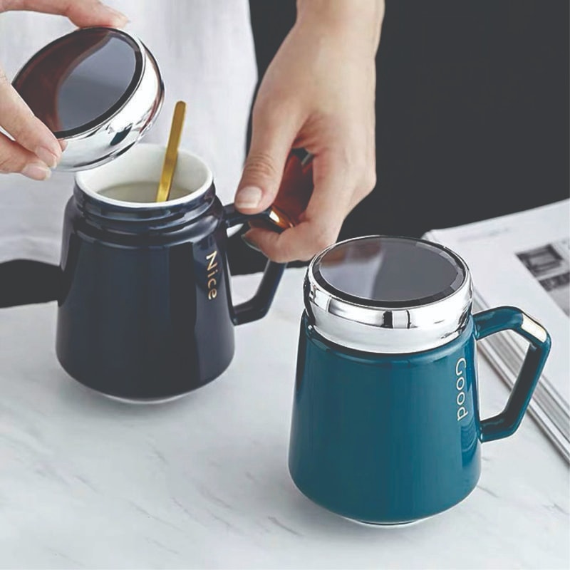 Ly sứ nắp gương màu xanh 5