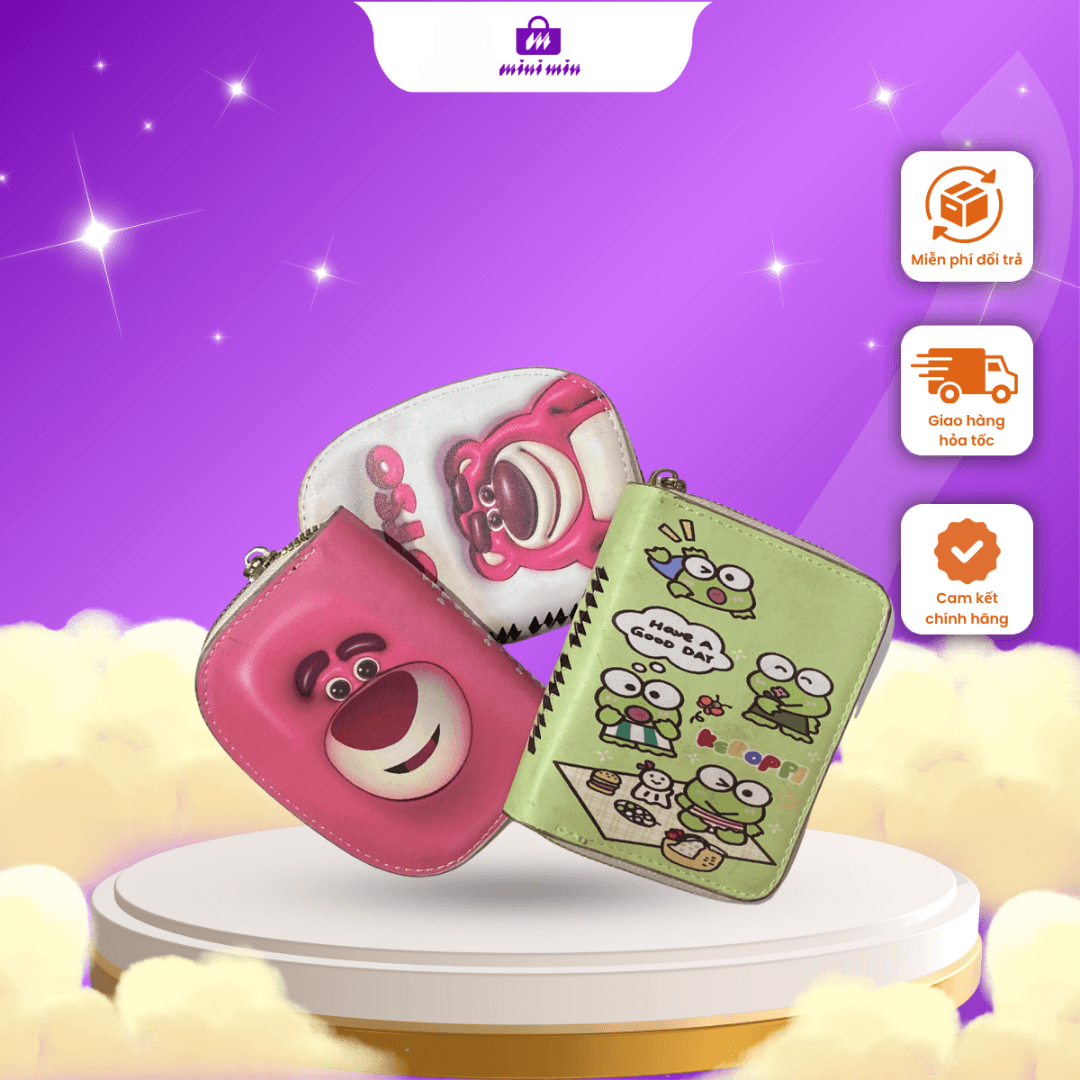 Ví nữ nhiều ngăn hình gấu cute Mini Min phong cách Hàn Quốc