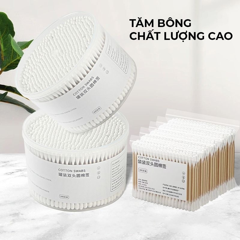 Hộp 500 cái tăm bông Mini Min vệ sinh tai hiệu quả 4