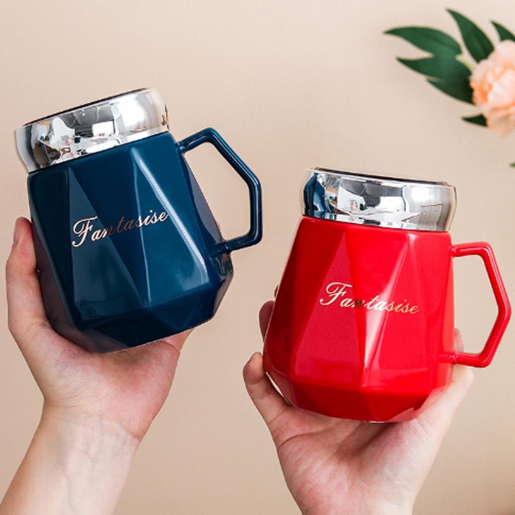 Ly sứ nắp gương màu xanh 6