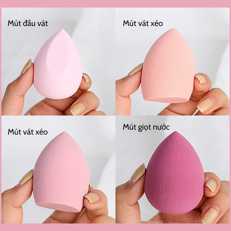 Hộp 4 bông mút trang điểm tán kem nền siêu mịn và tự nhiên Mini Min 5