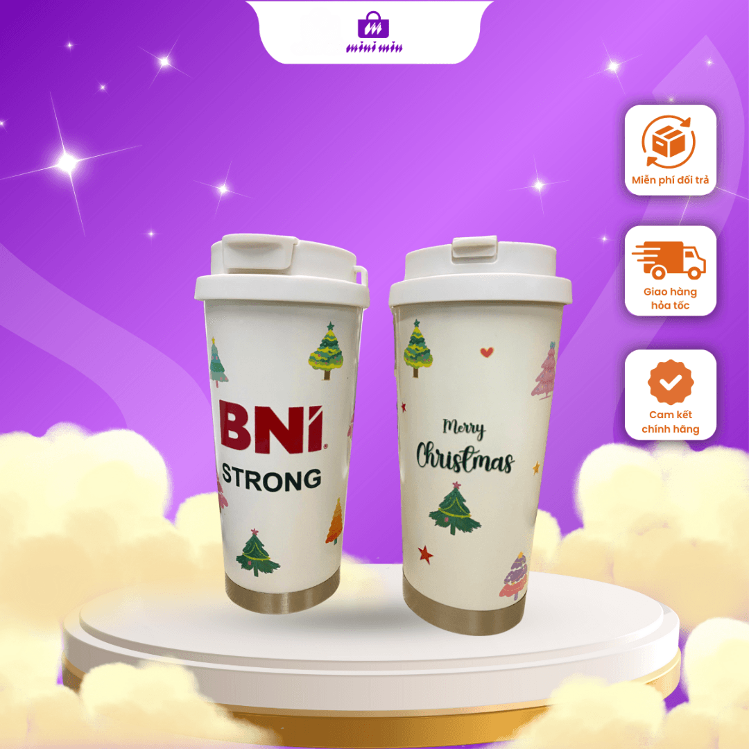 [Quà tặng giáng sinh] Ly giữ nhiệt có in logo, sticker theo yêu cầu