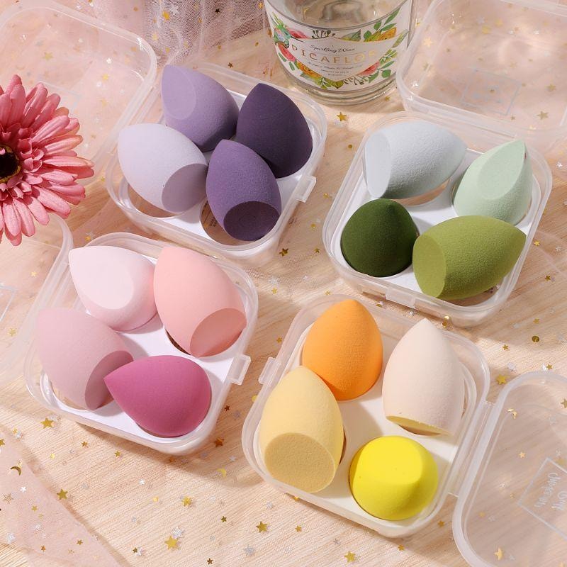 Hộp 4 bông mút trang điểm tán kem nền siêu mịn và tự nhiên Mini Min 2