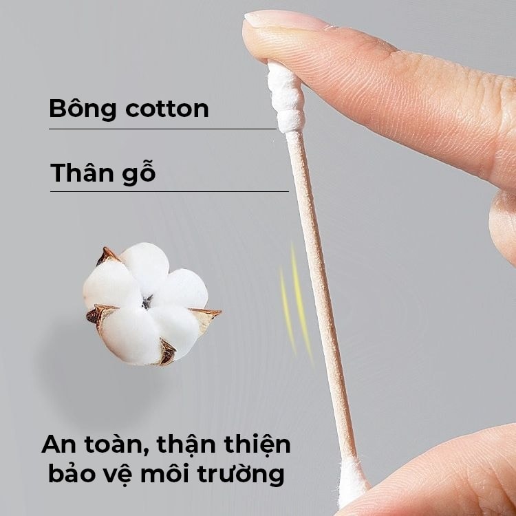 Hộp 500 cái tăm bông Mini Min vệ sinh tai hiệu quả 7