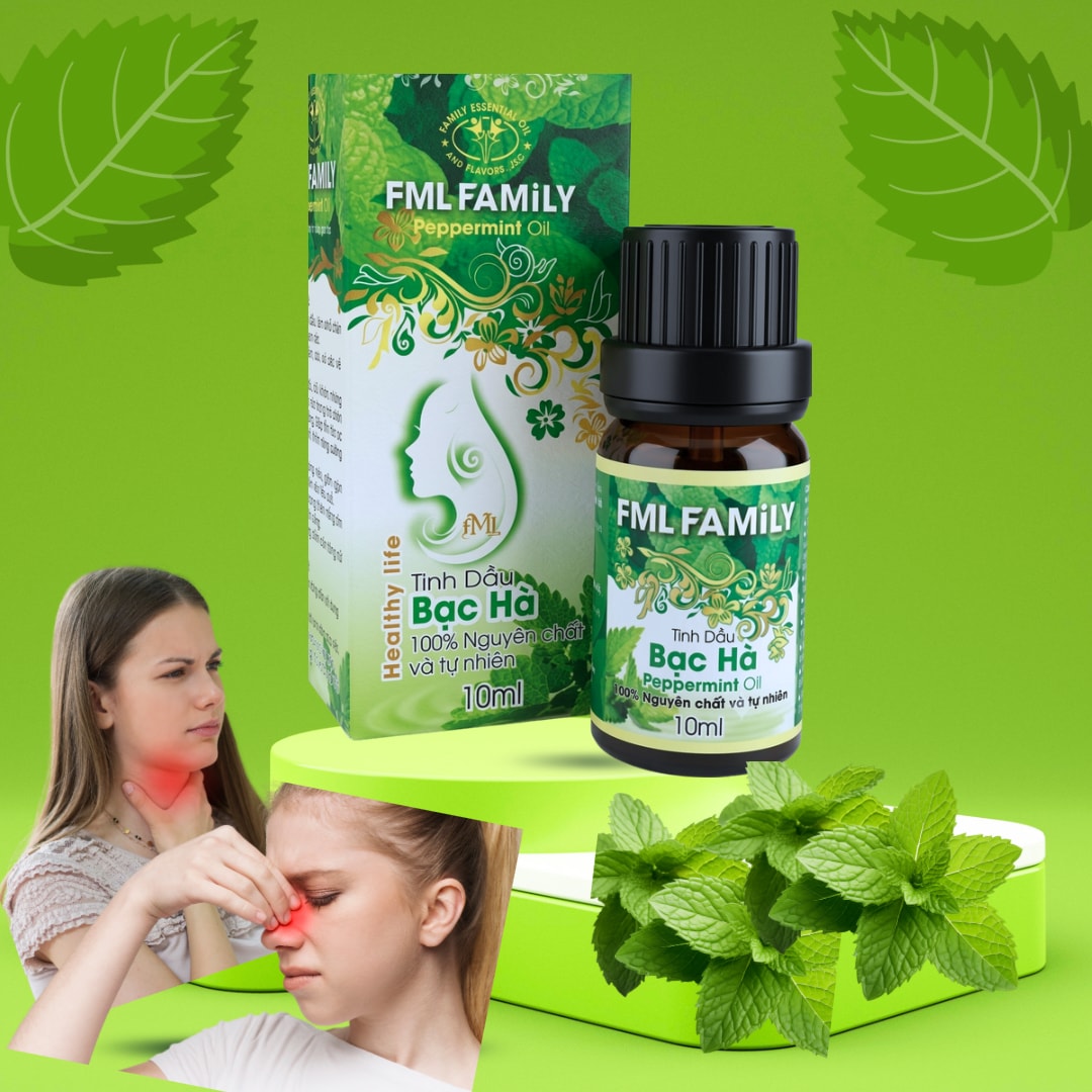 Tinh dầu bạc hà chữa viêm họng, viêm thanh quản, viêm amidan, viêm mũi nguyên chất cao cấp 100%