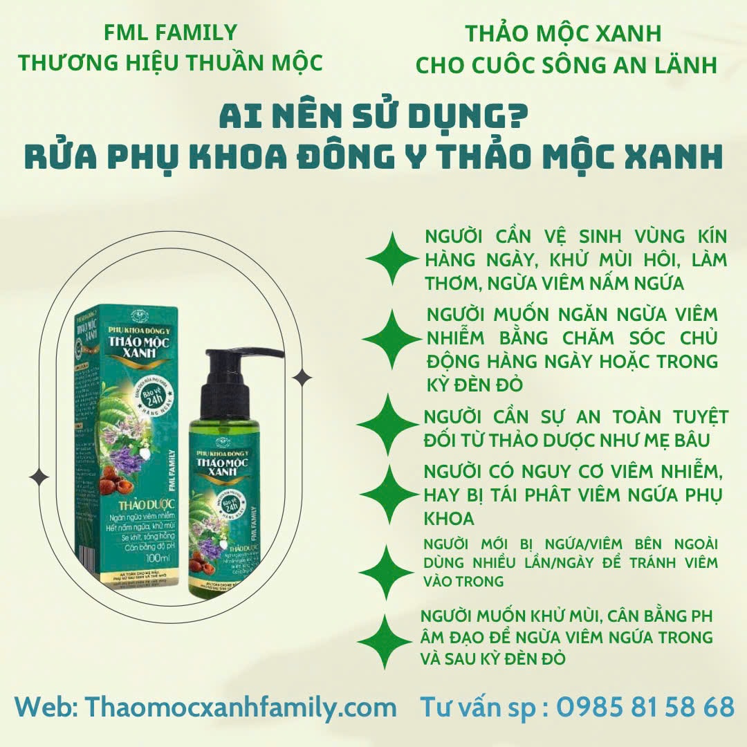 Dung dịch rửa phụ khoa đông y Thảo Mộc Xanh 7