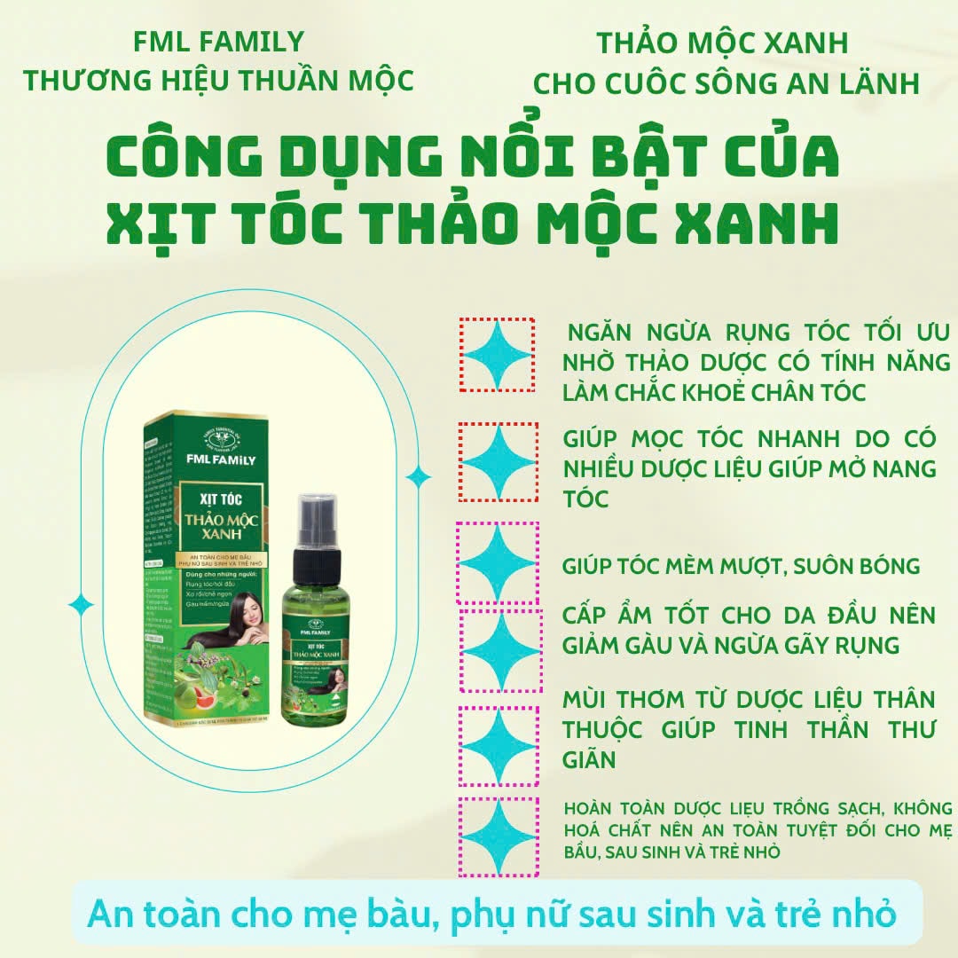 Xịt tóc Thảo Mộc Xanh 100 ml giúp mọc tóc, ngăn rụng tóc hiệu quả 3