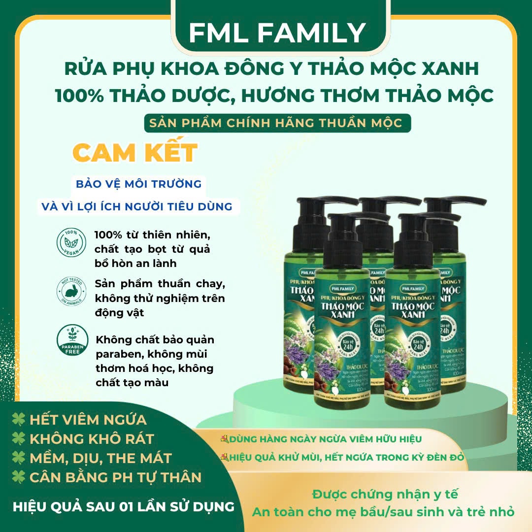 Dung dịch rửa phụ khoa đông y Thảo Mộc Xanh 3