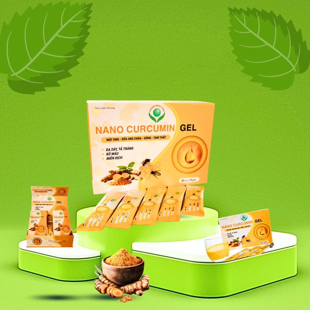Nano Curcumin Gel hỗ trợ làm đẹp da, giảm các triệu chứng viêm loét dạ dày, tá tràng hộp 20 gói