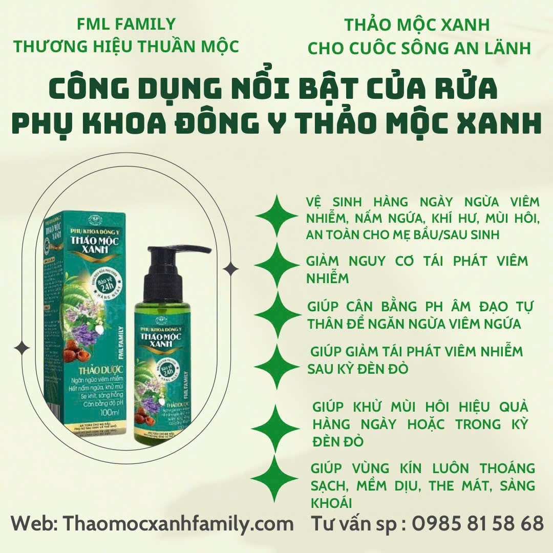 Dung dịch rửa phụ khoa đông y Thảo Mộc Xanh 4